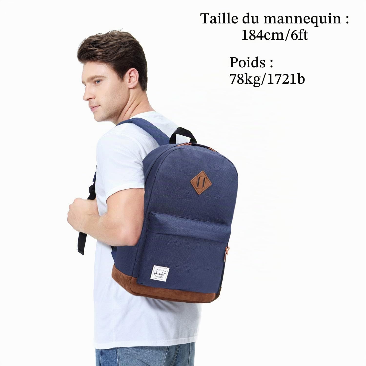 VASCHY Sac à dos pour homme et femme Sac à dos d'écolier Sac à dos pour ordinateur portable Sac à dos de loisirs