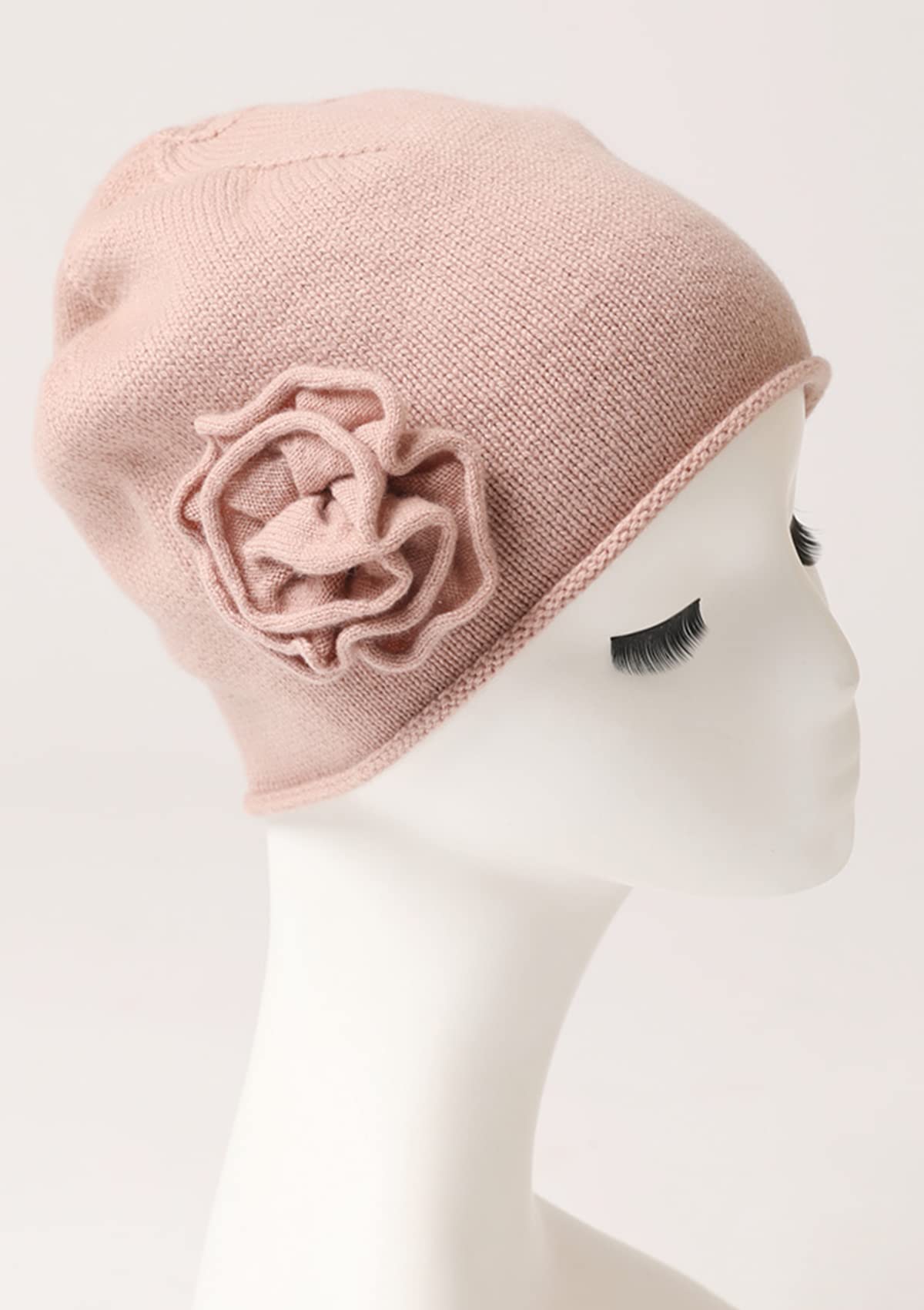 YUONNY Damen Gestrickte Beanie Mütze und Handschuhe Set, 100% Kaschmir Weich Warme Strickmütze & Fäustling Vollfinger mit Handgefertigter Handhaken Blume, Frauen Herbst Winter Mode 2-in-1 Geschenkset