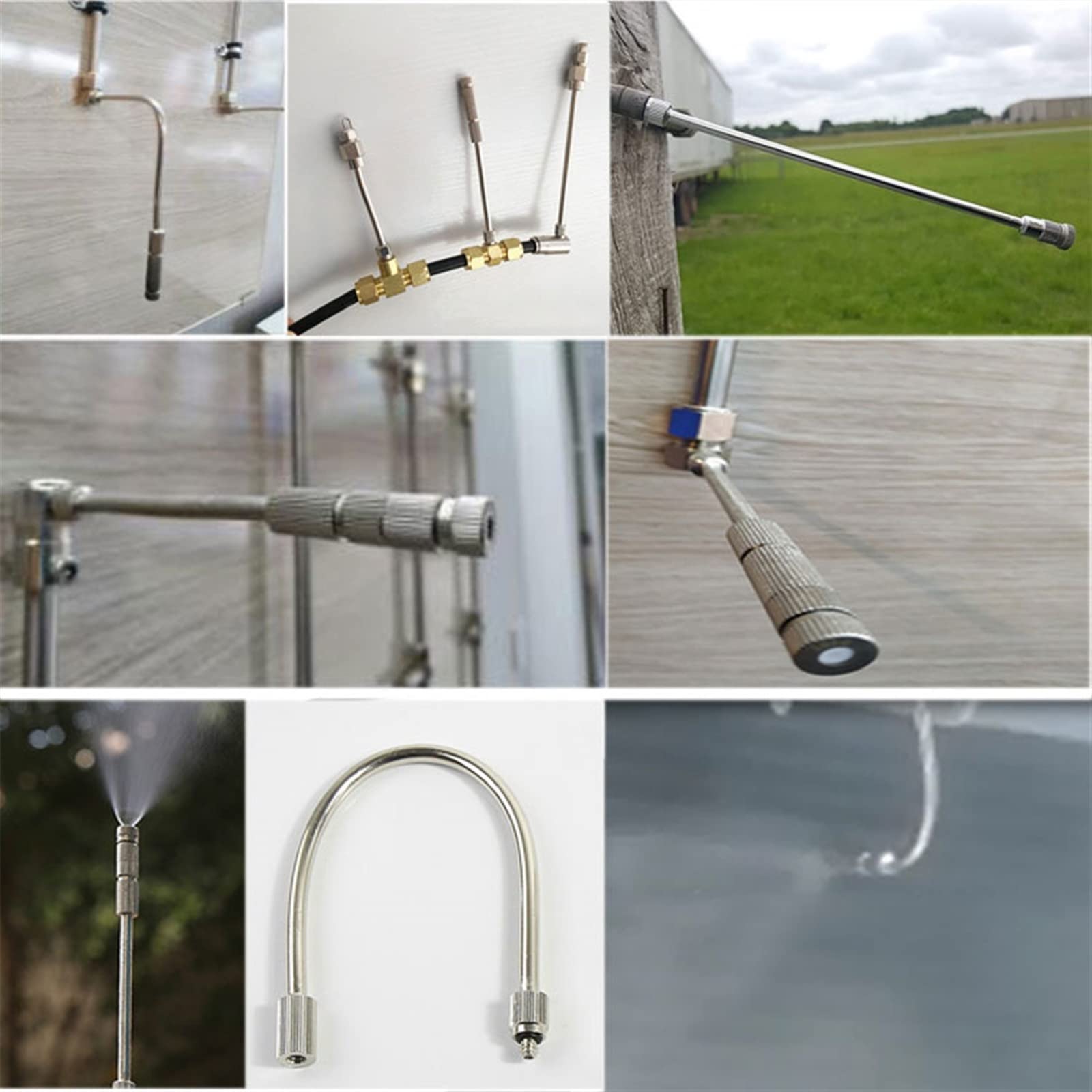 20X Sprühnebel Kühlung Terrasse Garten Gewächshaus Pavillon Wasserzerstäuber Flexible Düsenverlängerung, 10/24 UNC-Gewinde für Garten, Befeuchtung, Außenkühlung, Staubb(Size:45cm/17.7inch,Color:15PCS)