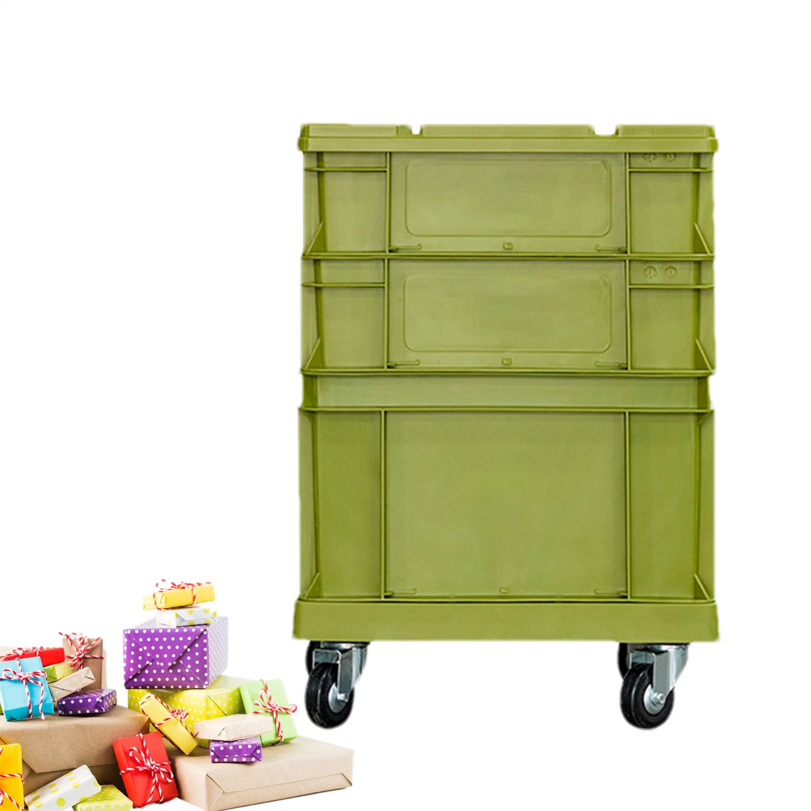 Cesta con ruedas para almacenamiento | Contenedores resistentes de gran capacidad – Contenedores para plantas y almacenamiento con ruedas, para casa, oficina, exterior, camping, garaje, ático, mudanza