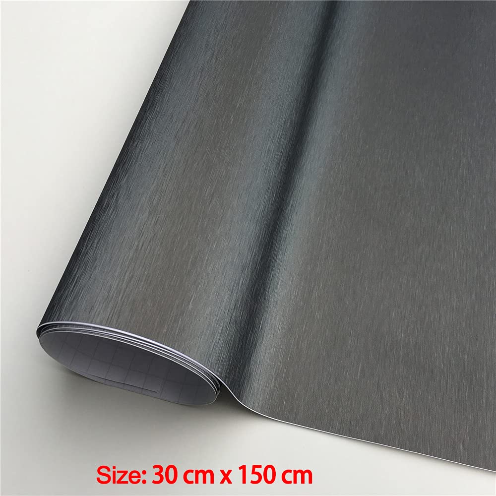 NewL 30 cm x 150 cm Gris Cepillado de Acero Inoxidable metálico película de Vinilo Mate Cepillado Cromo para Envolver el Coche Hoja de la Etiqueta engomada para Muebles - 2