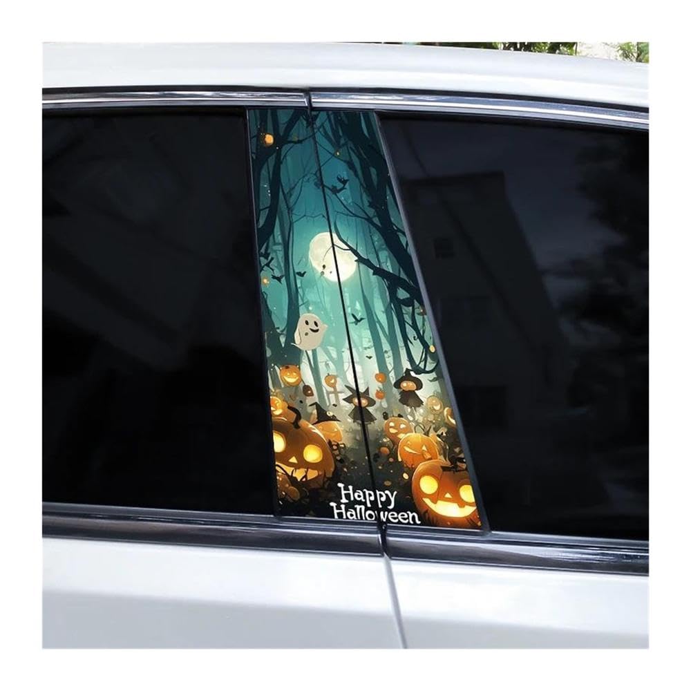 Body Parts 2pcs Car Center Pillar Sticker Ghost Waterproof Protective Film(B)