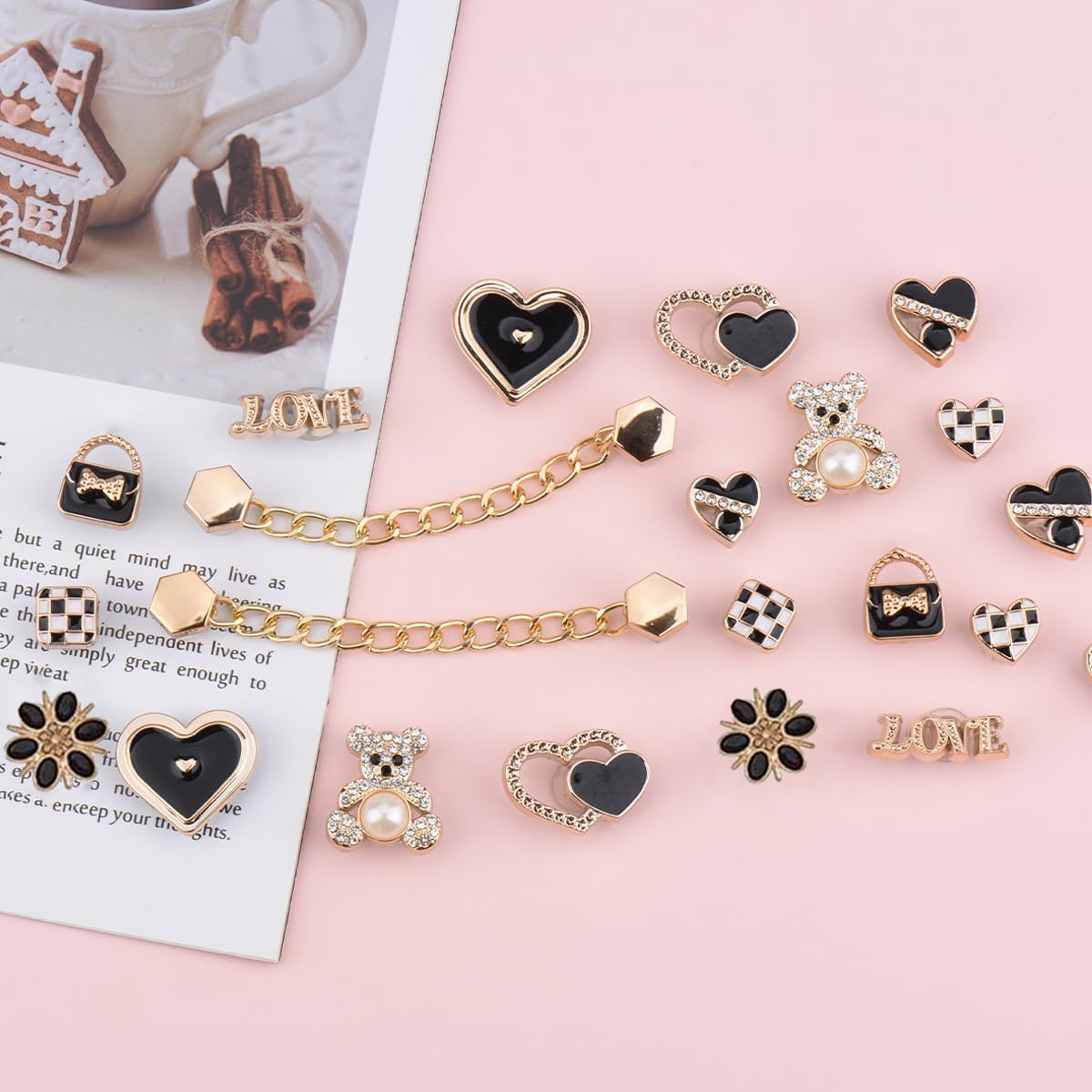 Bling Shoe Charms Cute Shoes Decorations for Women Pearl Chains Pink Shoe Accessories Flower Shoe Charm DIY Own Style image 2