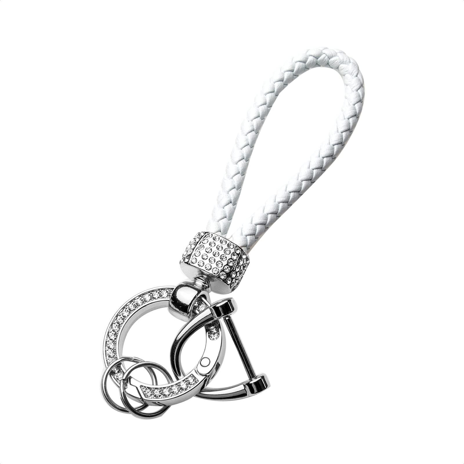 TANGSENMicrofiber Leather Car Keychain, Universal Bling Rhinestones Key Chain