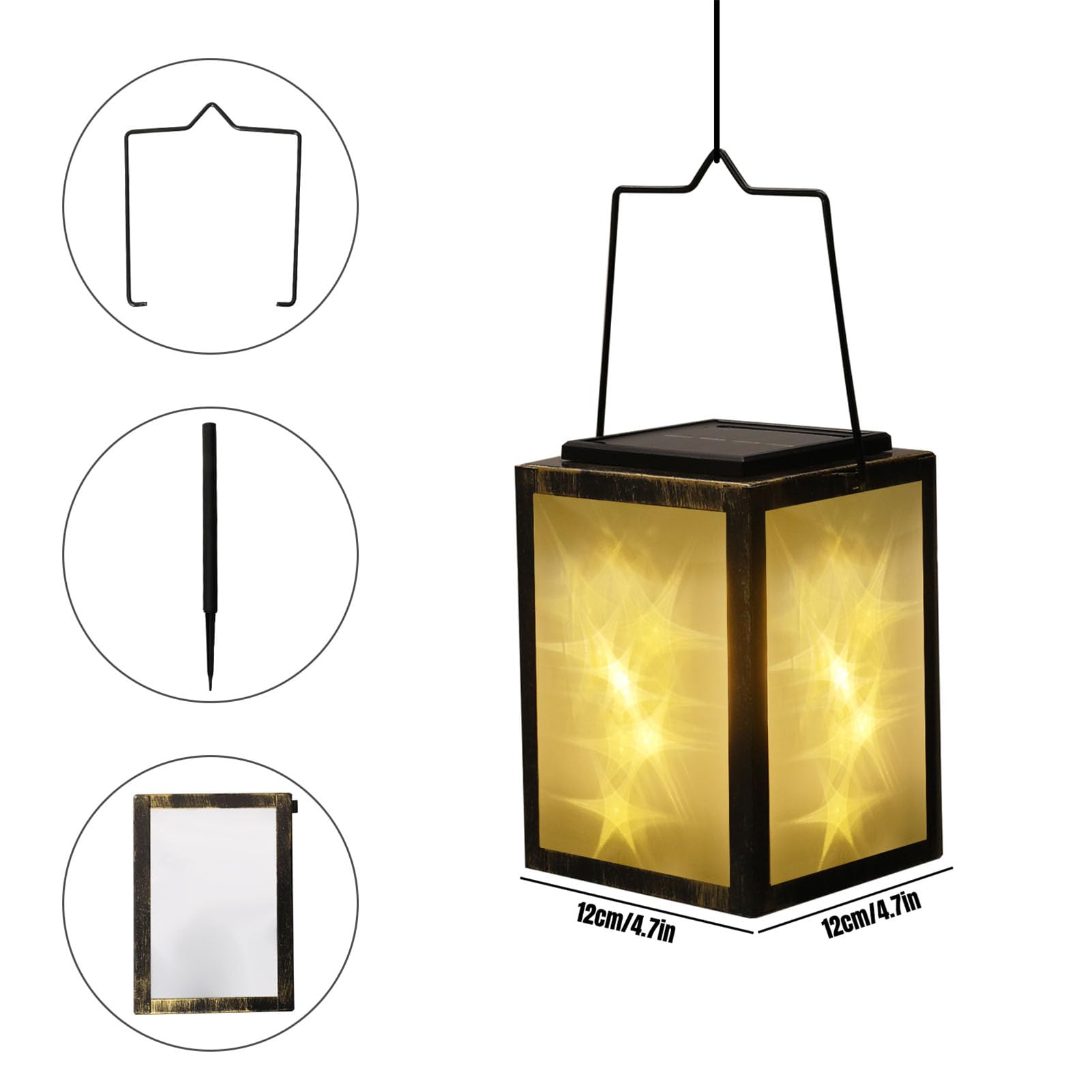 Solar Lantern 3D Starry, Odporne na pogodę wiszącą latarnię na Zewnątrz z migotliwą diodą LED na Ogrodowe Patio Dekoracja Krajobrazu