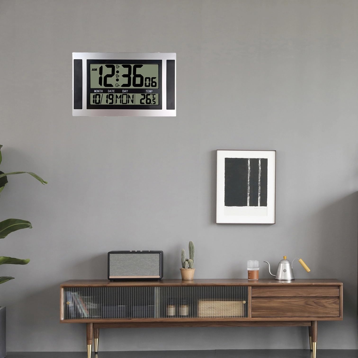 Orologio Digitale Multifunzionale In Legno Sveglia A LED Controllo Vocale Adatto Per La Casa Luce Bianca In Legno Nero 85357462