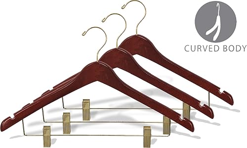 Miniatura 2 de The Great American colgadero Company Nogal Combo percha de ropa con Clips y muescas (Caja de 50)