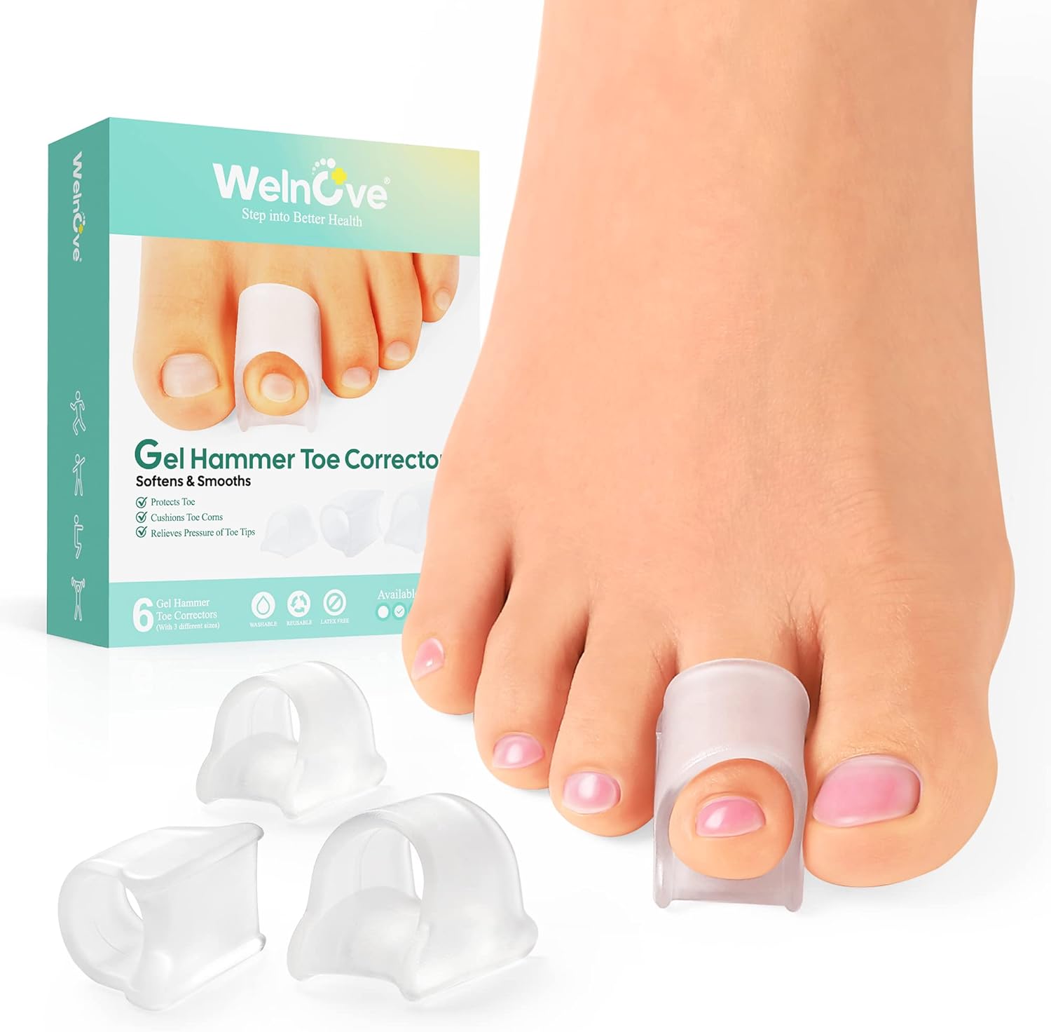 Welnove Toe Separators Toe Spacer Pinky Toe Straightener for Women