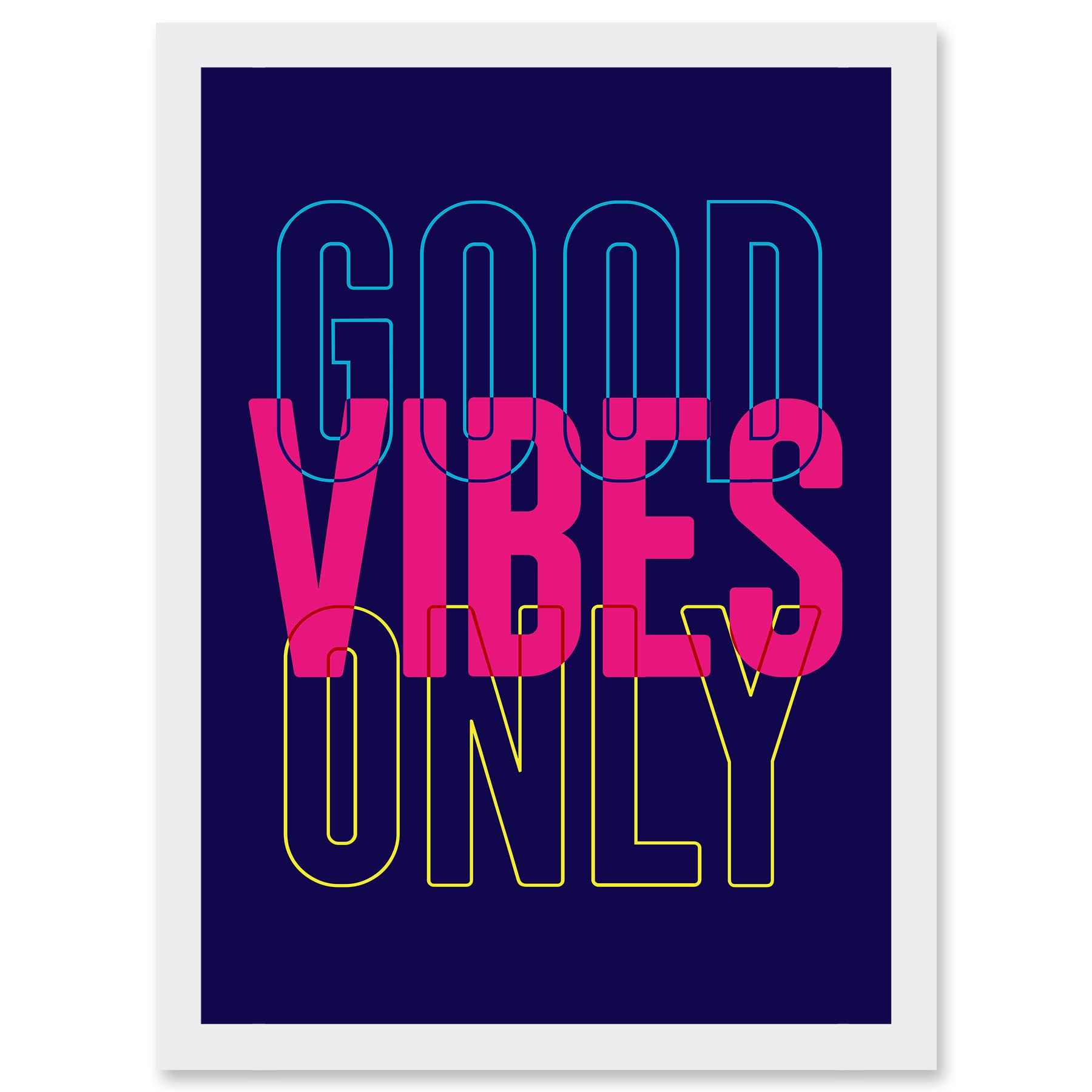 Wee Blue Coo Positivity Good Vibes Only Typography Artwork Framed Wall Art Print A4