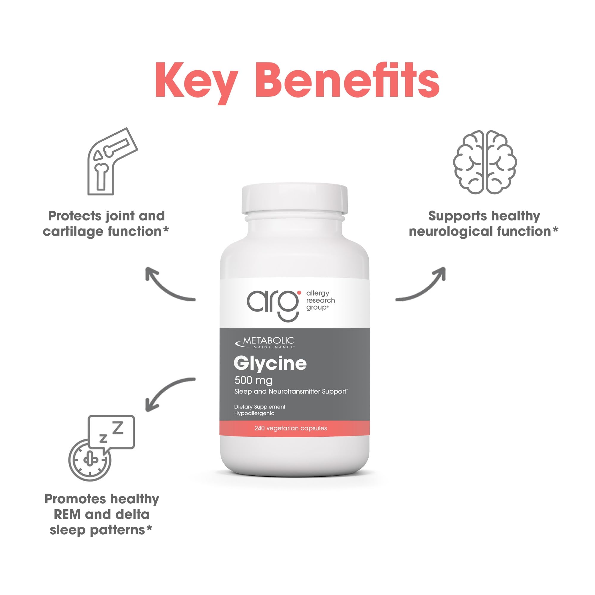 Metabolic Maintenance Glycine 500 mg, Sleep Support, 240 Count — Amazon image 5