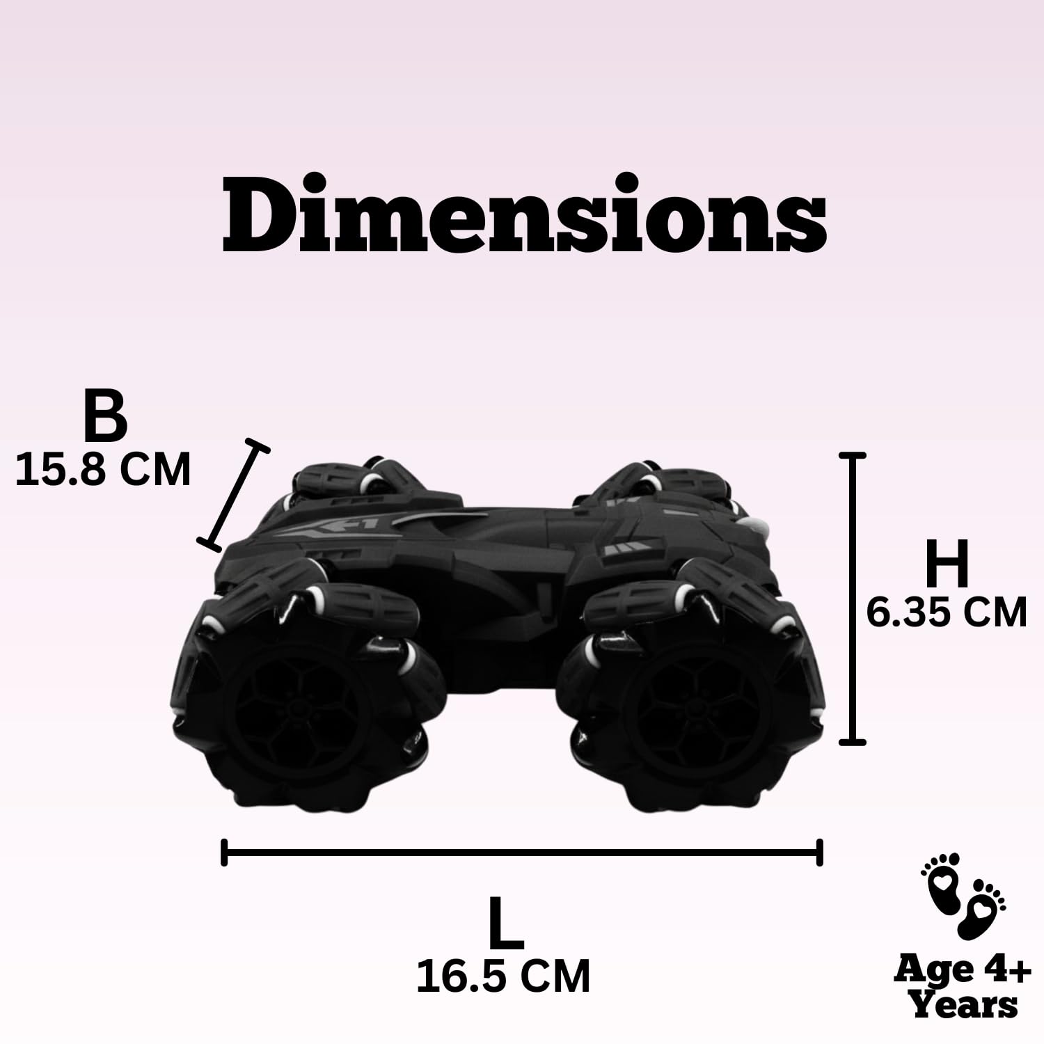 Remote Control Drift Stunt Car 4WD | 360° Rotating | DualSided Climbing | High-Speed Tumbling | Rechargeable Stunt Car | C-Type Charging | Remote Control Car for Kids | Made in India. (Black) — Amazon image 2