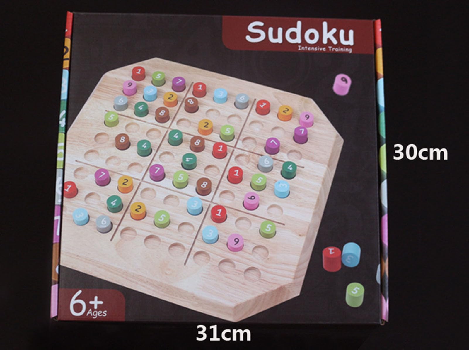 Drewniana gra w liczby Sudoku, kolorowa plansza Sudoku z kołkami, edukacyjna logiczna łamigłówka