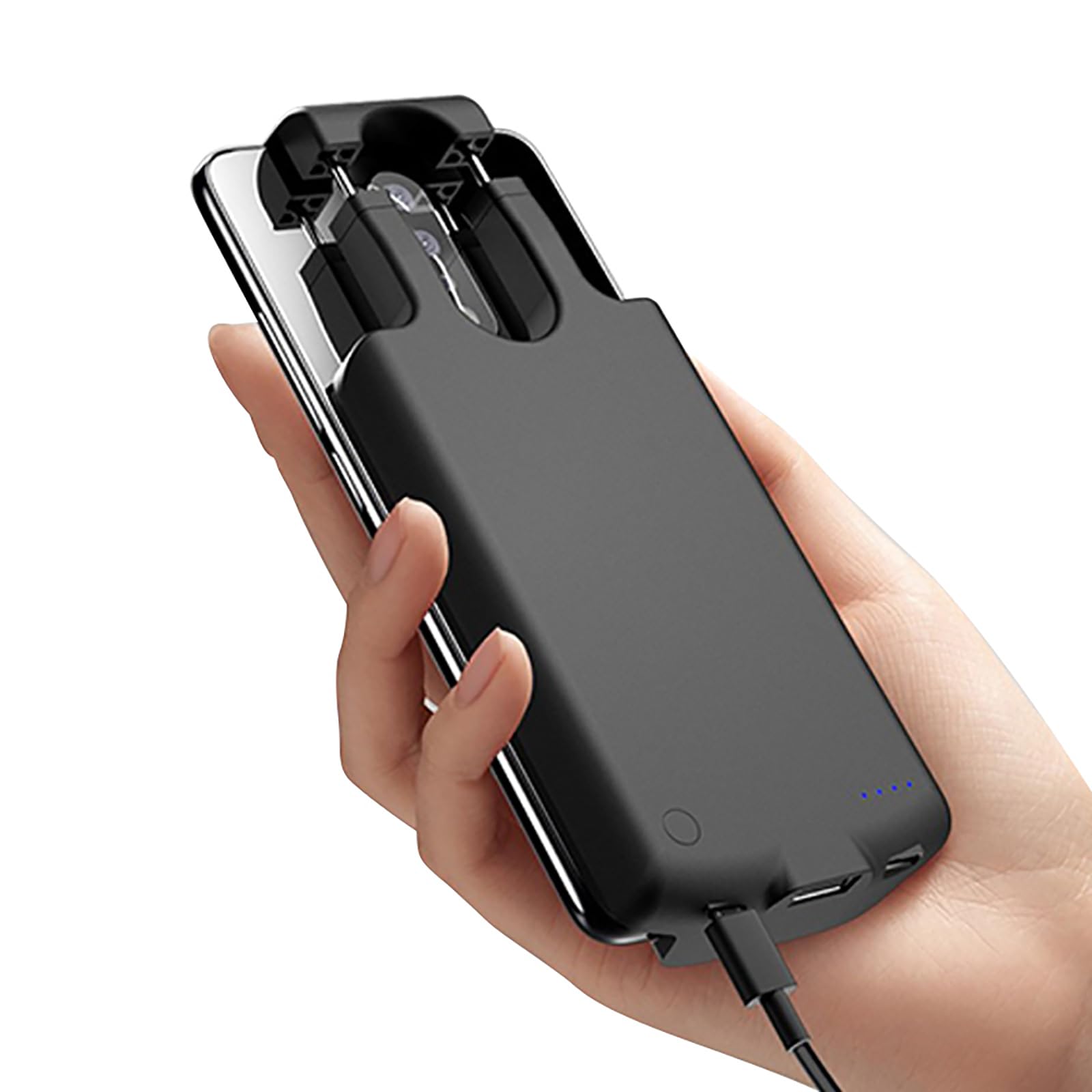 Ellenne Funda Universal de Batería Inteligente, 4220mAh Conector USB-C, Funda de Batería Recargable Power Bank, Compatible con XIAOMI, SAMSUNG, OPPO, HUAWEI hasta 6.8 Pulgadas