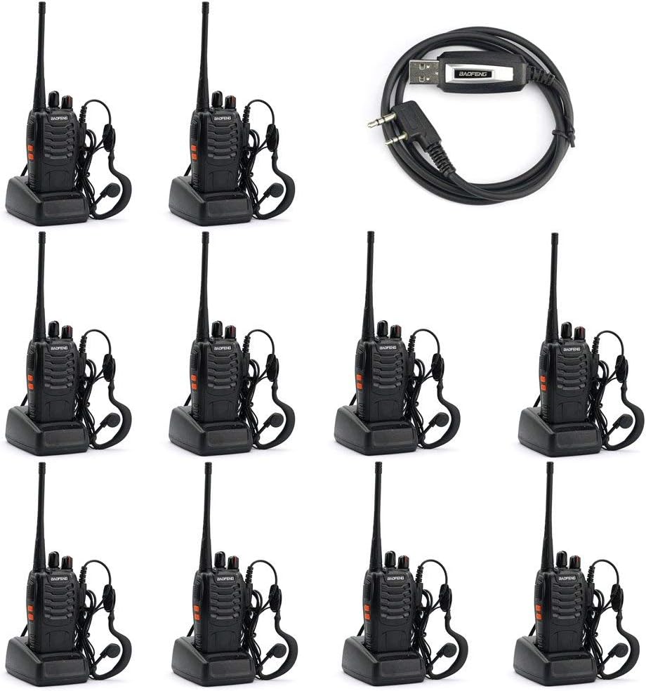 BF-888S Two Way Radio (Pack of 10) and USB Programming Cable (1PC)