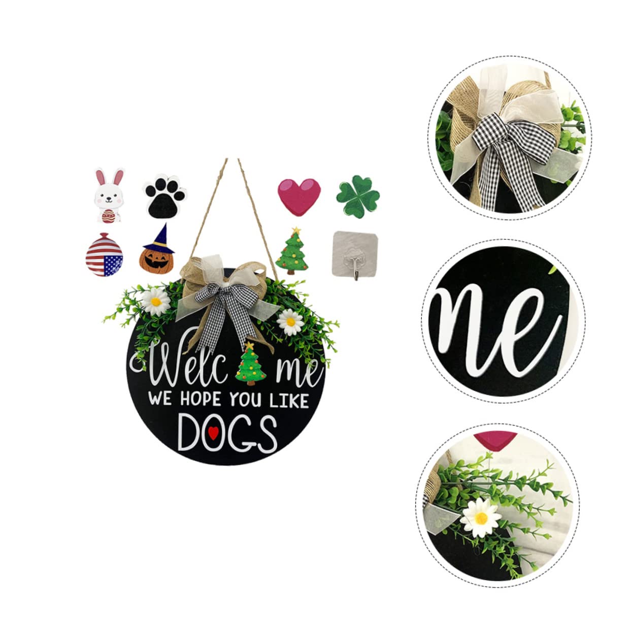 PRETYZOOM 3 Juegos cartel de bienvenida de madera puertas Lámina decoración decoraciones muro home decor decoração casa tablones de madera letrero de bienvenida plato de bienvenida de madera