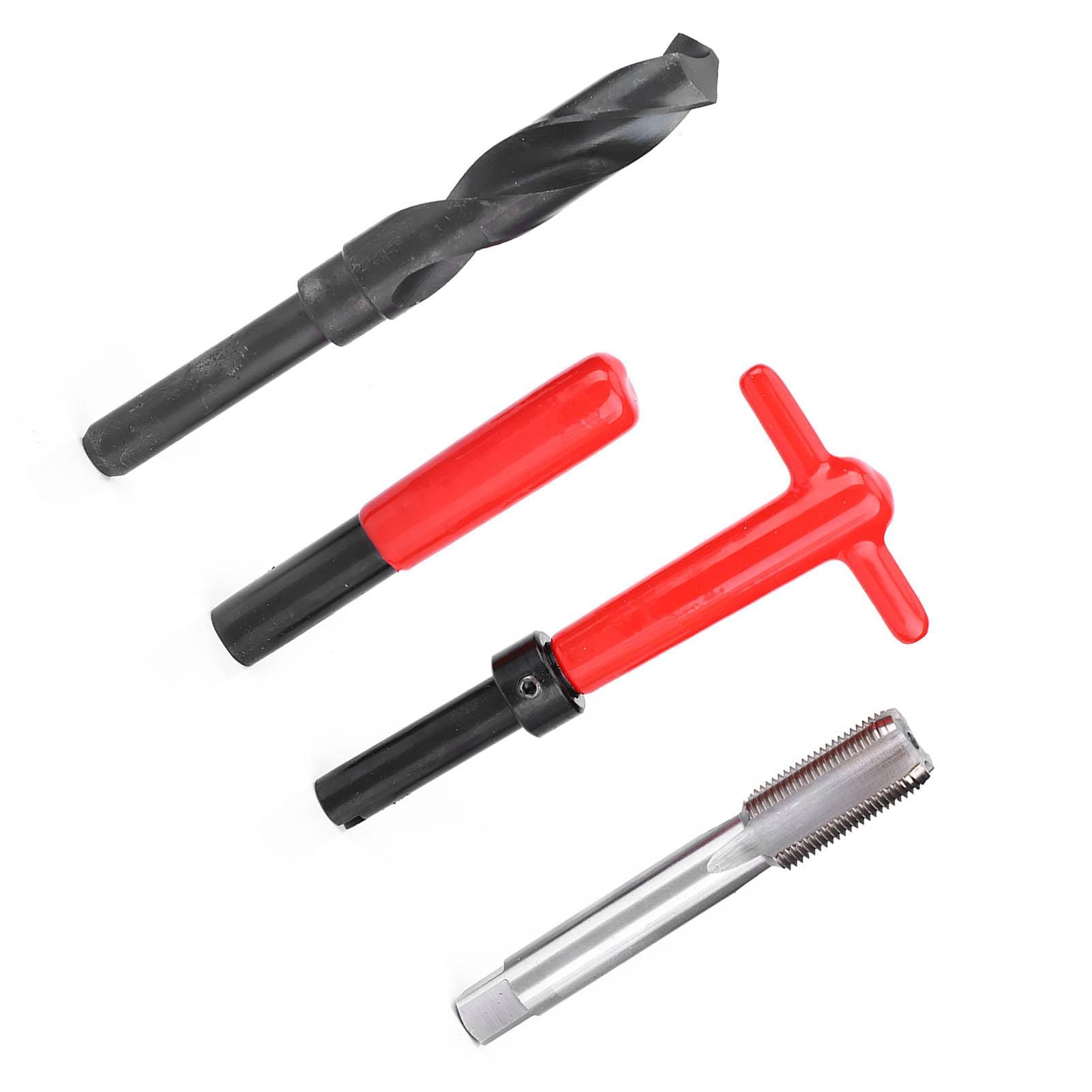 Kit di riparazione filettatura, 10 pezzi, chiave per trapano a vite in acciaio inossidabile con inserti filettati per blocco motore auto M18x1.5, strumento di ripristino filettatur