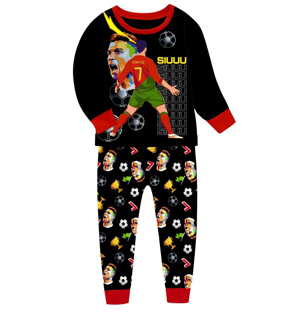Kids Boys Football Soccer Pajamas Set T-shirt Pant Pjs Set Children  Outfits Sleepwears