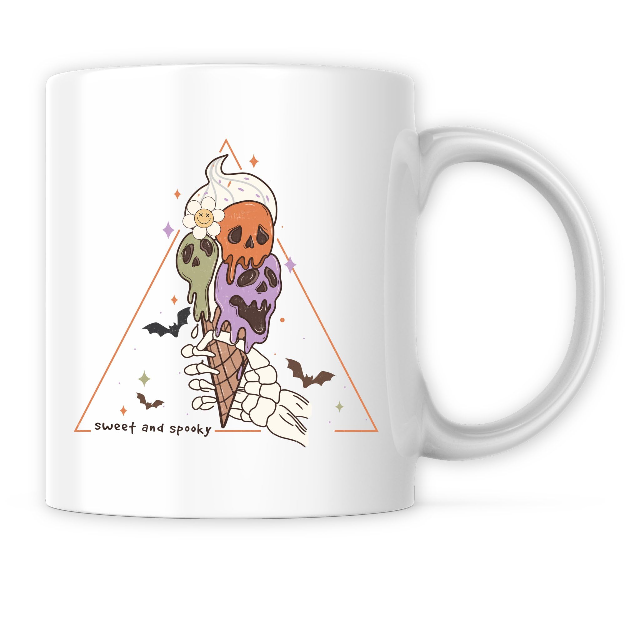 Ad Astra Graphics Sweet and Spooky Ghosts 11 Ounce Coffee Mug - Premium Quality Coffee Cup - Halloween Themed Skeleton Bats - Imported and Printed In The USA - CFAAG0035