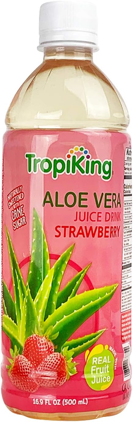 Tropiking Strawberry and Aloe Vera Juice Drink, 16.9-Ounce (Pack of 24)