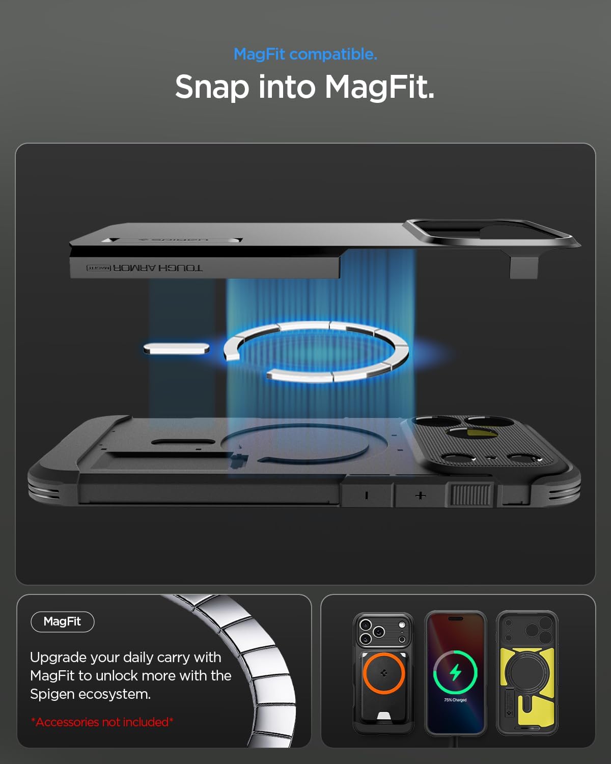 Spigen for iPhone 17 Pro Max Case, Tough Armor T MagFit [Camera Control Button] [Compatible with Magsafe] - Gunmetal - Image 7