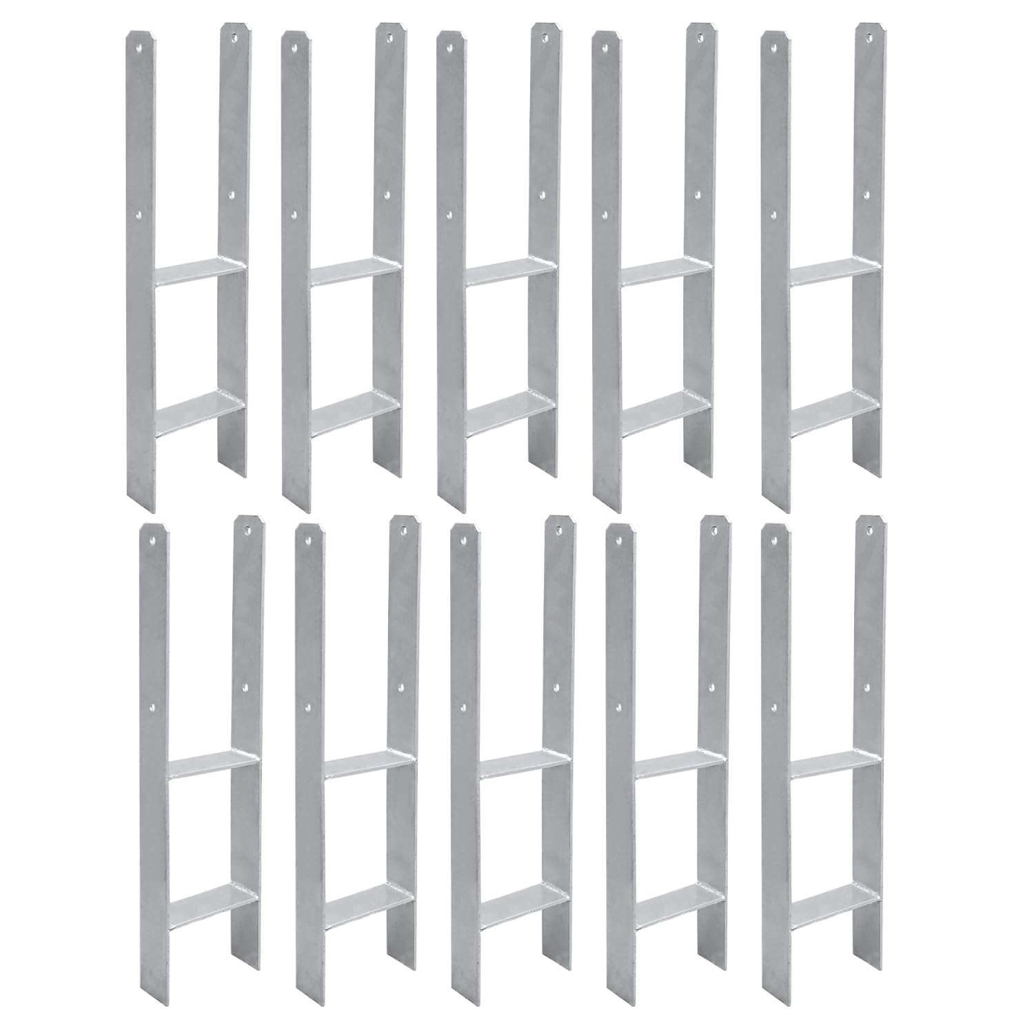 Vigevee H-Pfostenanker 10 Stück H-anker Pfostenträger Bodenanker für Pfosten H-Pfostenschuh für Zaun und Gewächshaus Pfosten Vierkantholzpfosten(91x600mm)