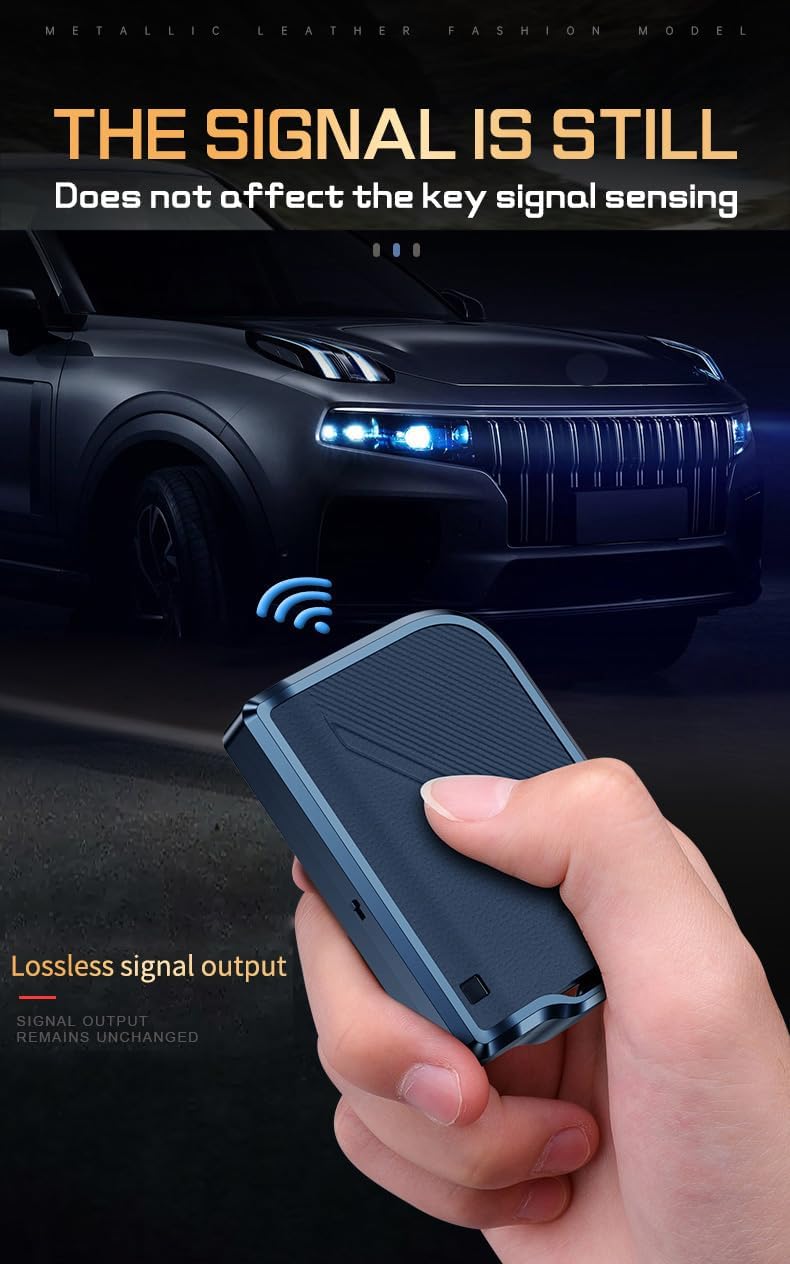 KUNIO Car Key Fob Cover fit for Lynk&Co 01 02 03 05 06 09 fit for Lynk&Co Aluminium Alloy Leather Car Key Cover key cover case Black