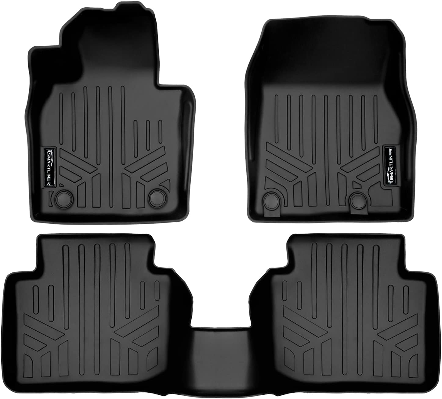 SMARTLINER All Weather Custom Fit Floor Mats 2 Row Liner Set Black
