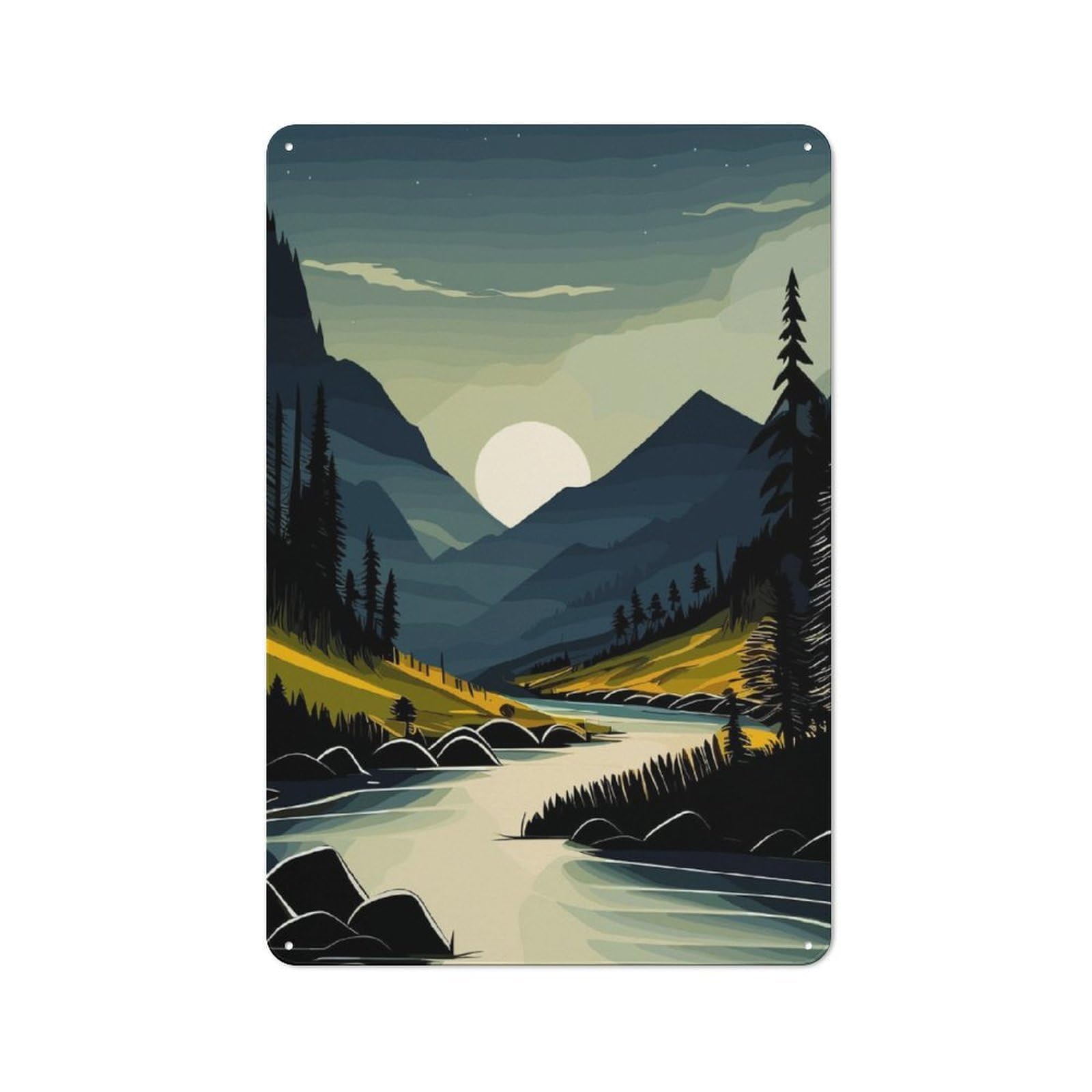 Junmoney Forest Vector Rustic Metal Wall Decor 30X20cm, Decorative Tin Plaque For Pub, Home Bar, Shed Or Man Cave