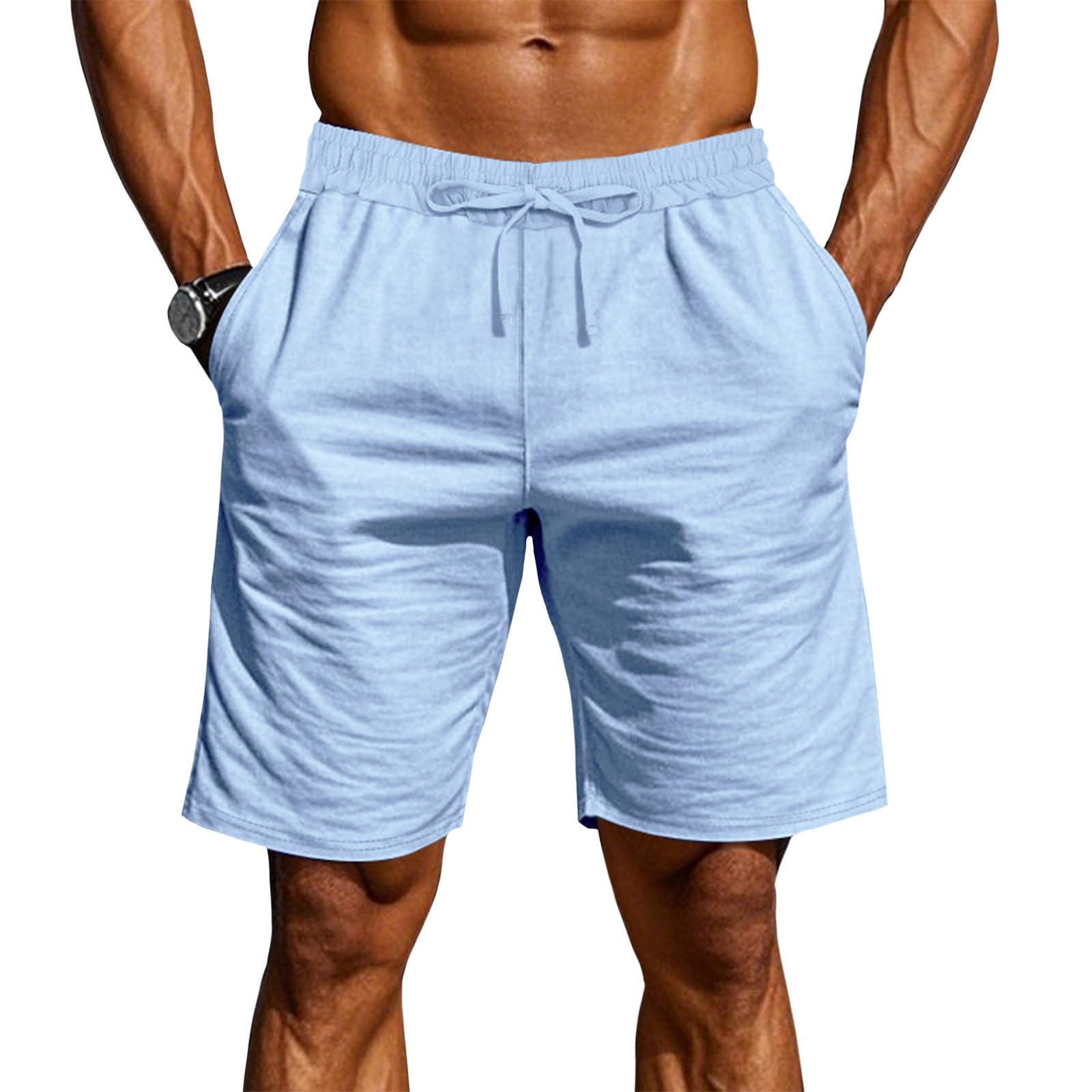 Mens Athletic Shorts Summer Stretchy Running Casual Wide Leg Cargo Drawstring High Waist Yoga Shorts with Pockets