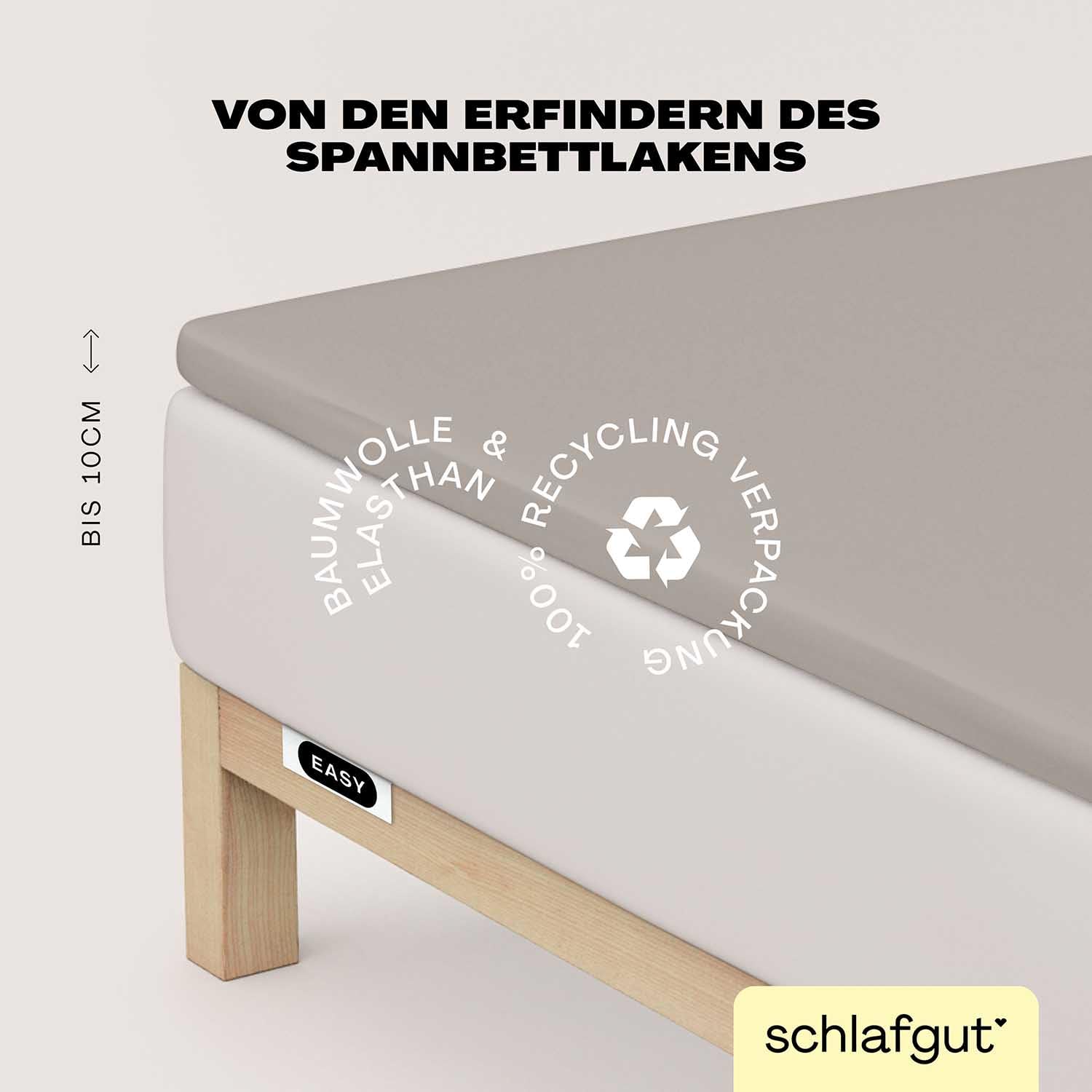 schlafgut Easy Topper Spannbettlaken 180x200 cm Jersey, Sand Mid
