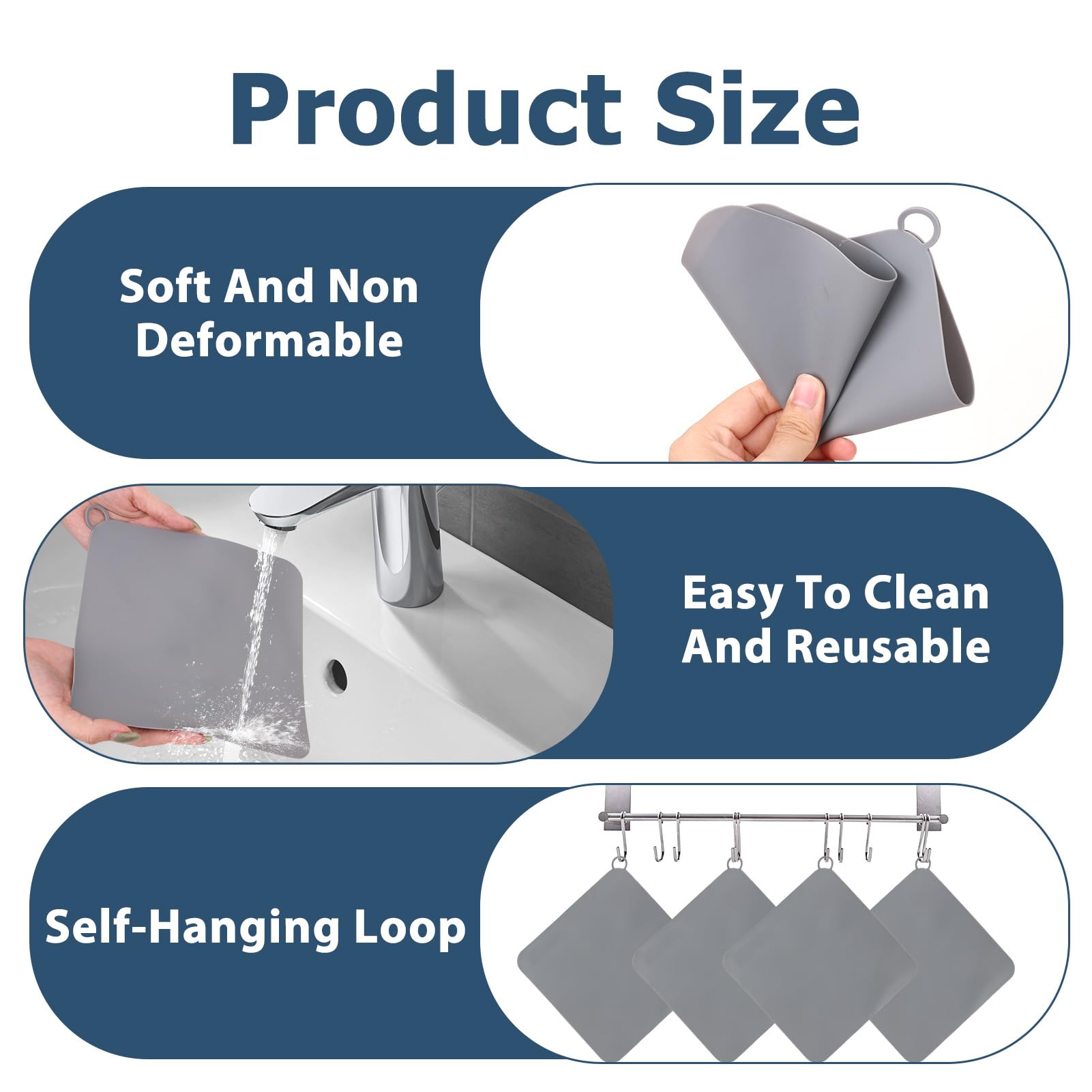 Tapón de ducha antiolor, 2 unidades de silicona gris 20x20, ideal para el desagüe del baño, solución eficaz contra los malos olores, protección duradera de tu sanitario