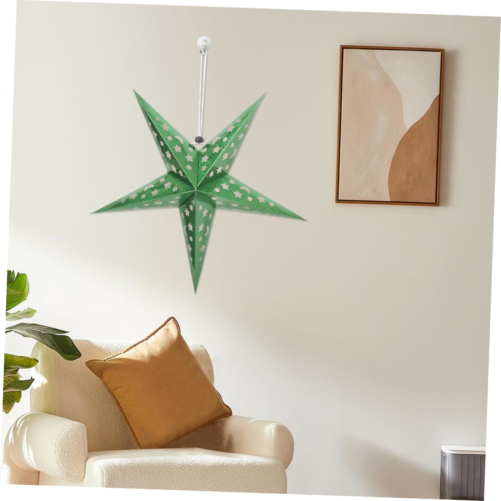 Housoutil Paper Hanging Star 5pcs Star Lamp Shade 45cm Paper Lamp Shade Ceiling Lighting