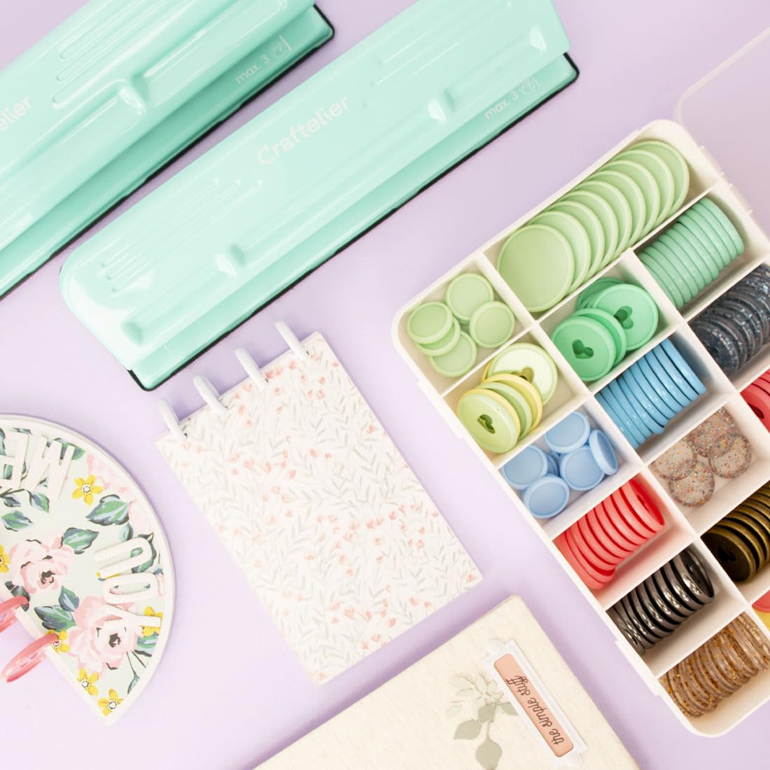 Craftelier - XL 11 Loch Discbound Locher für Planer und Notizbücher | XL Locher für Discbound Planer und Notizbücher kompatibel mit Happy Planner große Einlagen bis zu 3 Blatt 90 g m2