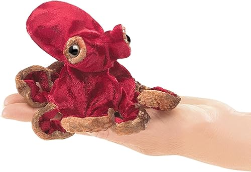 Folkmanis Mini marioneta de dedo de pulpo rojo, 8"