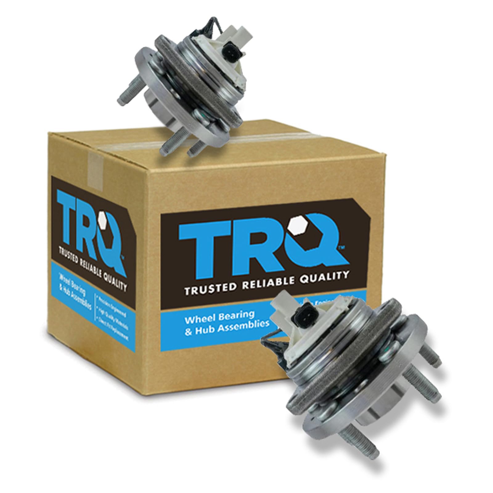 TRQ Front and Rear Wheel Bearing and Hub Assembly Set 2 Piece