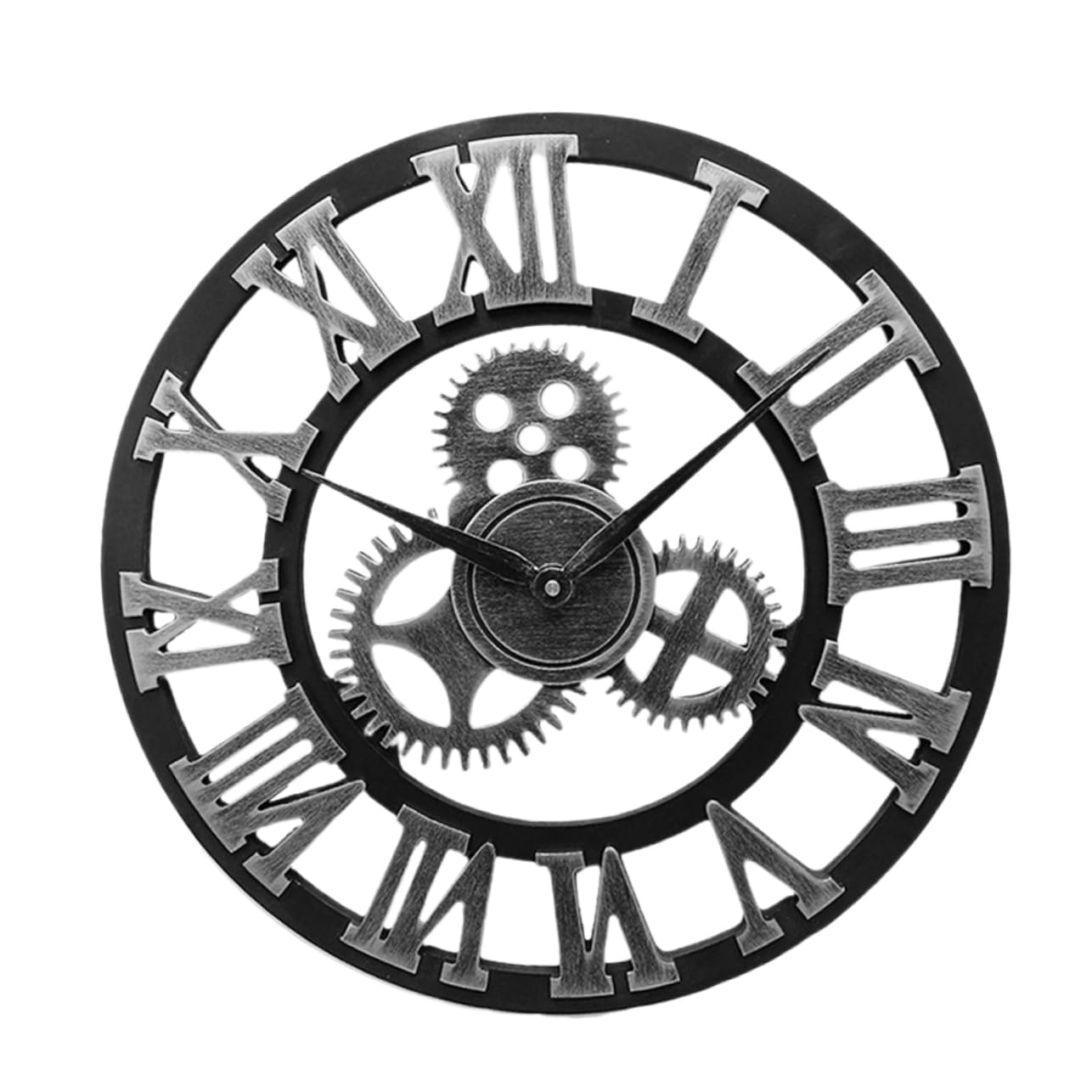 Horloge murale engrenages Amosfun 40 cm métal argenté rétro salon cuisine