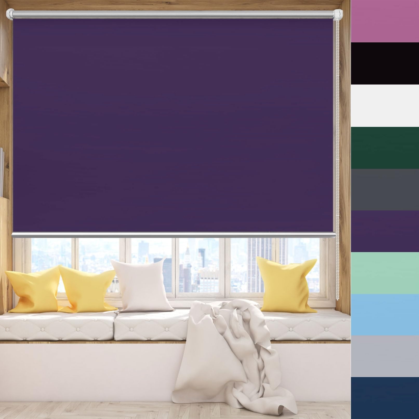 Store enrouleur jour nuit sans perçage 100x230 protection vie privée