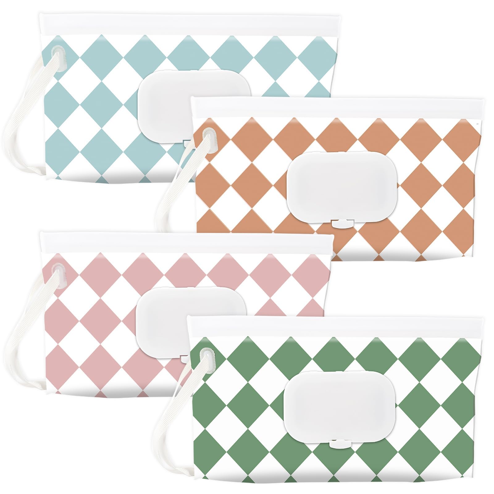 SANNIX 4 Pcs Baby Wipes Holder Dispenser, Portable Refillable Baby Wet Wipes Pouch Container Reusable Travel Case
