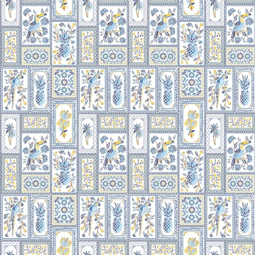 Image of LORETO - A QUALITY LINEN BRAND 144 TC 100% Pure Cotton Single Fitted Bedsheet with 1 Pillow Cover for 72 x 36 Inch Mattress, All-Around Elastic, 8 Inch Deep Pocket, Royal Parrot Flora Print - Blue