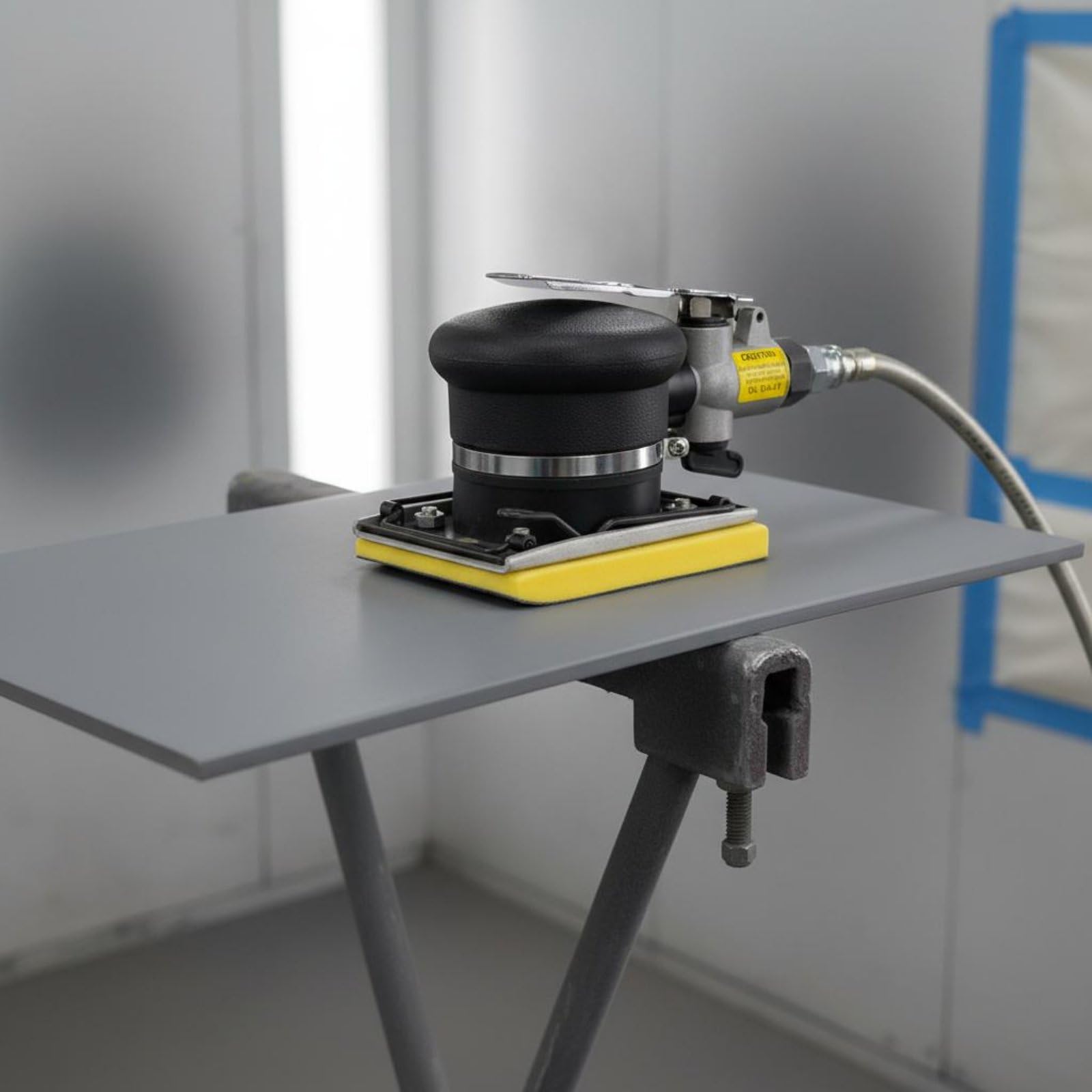 Milageto Lijadora Neumática Máquina de Lijado Pulidora Herramienta de Aire Multifuncional con Acceso a Esquinas y Acabado , Pequeño Triangular 70mm 100mm Con Base De Gancho Y Bucle