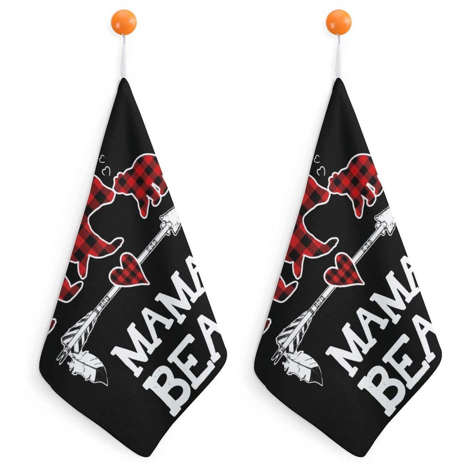 CGSBNGHA Red Plaid Buffalo Mama-Bears Hand Towel Hanging Face Towels Cleaning Cloths Handkerchief for Bathroom Kitchen