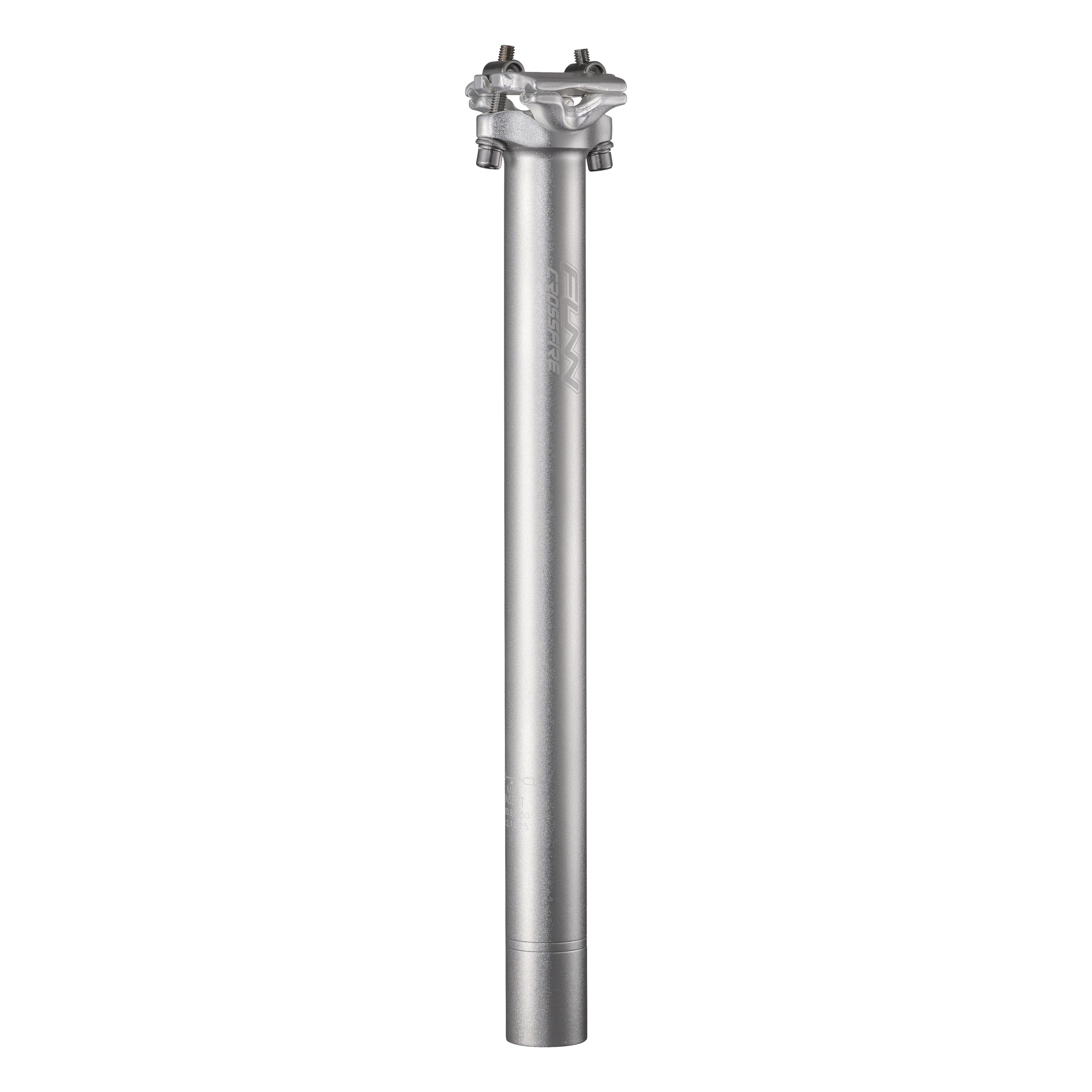 Funn Crossfire Bike Seat Post, Length 350mm, Diameter 31.6mm, Aluminum Alloy AL6061, 3D Forged, One Piece Head and Shaft (Blast Silver)