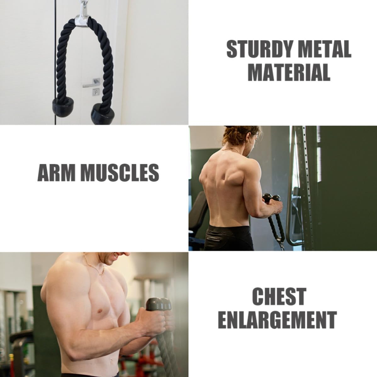 HOMSFOU Set 8 Pezzi Pulegge per Allenamento Braccia in Acciaio Inossidabile e Pu, Attrezzatura Fitness per Esercizi Addominali e Braccia, per Home Gym