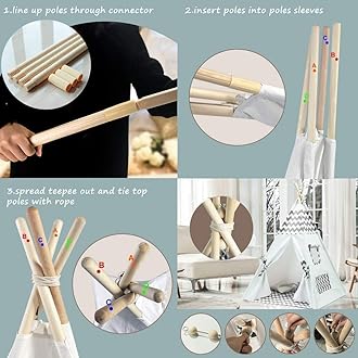 Kids Teepee Tent for Boys Childrens Teepee Play Tent with Carry Case & Floor Mat, Portable Toddler Tipi Tent for Baby Indoor Outdoor Playhouse Grey Chevron Teepee