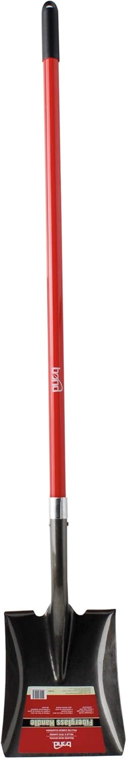 Bond LH003 Long-Handle Fiberglass Square Head Shovel, Red