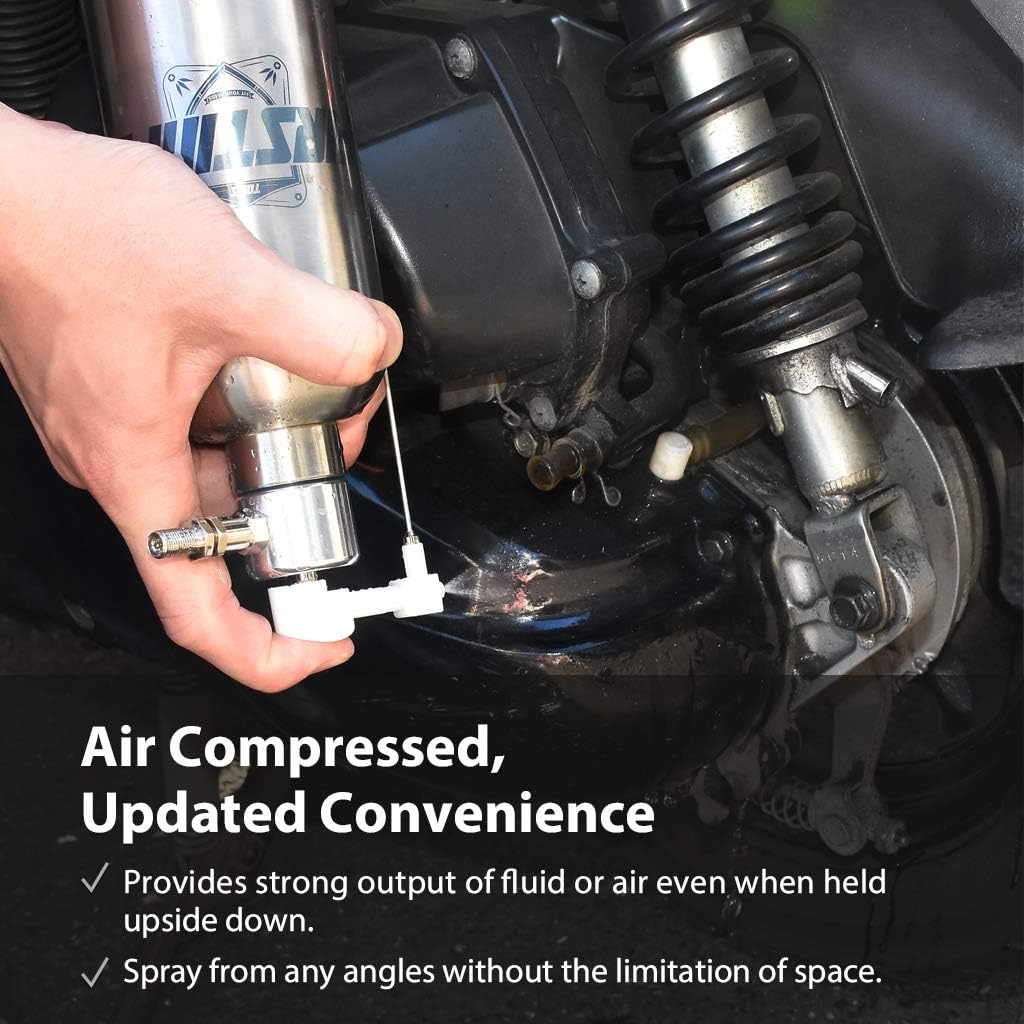 FIRSTINFO Aerosol Refillable Fluid Oil Pressure Storage Sprayer Can Stainless Steel Pneumatic Manual Compressed, Dual Purpose Nozzle for Jet Straight Stream & Mist Spraying Kit : Automotive