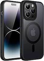JETech Capa Magnético para iPhone 14 Pro 6,1 Polegadas Compatível com MagSafe, Case Capinha Translúcido Fosco Verso Fina à Prova de Choque Tampa (Preto)