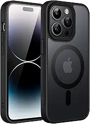 JETech Capa Magnético para iPhone 14 Pro 6,1 Polegadas Compatível com MagSafe, Case Capinha Translúcido Fosco Verso Fina à Prova de Choque Tampa (Preto)