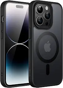 JETech Capa Magnético para iPhone 14 Pro 6,1 Polegadas Compatível com MagSafe, Case Capinha Translúcido Fosco Verso Fina à Prova de Choque Tampa (Preto)