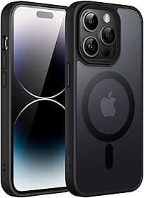 JETech Capa Magnético para iPhone 14 Pro 6,1 Polegadas Compatível com MagSafe, Case Capinha Translúcido Fosco Verso Fina à Prova de Choque Tampa (Preto)